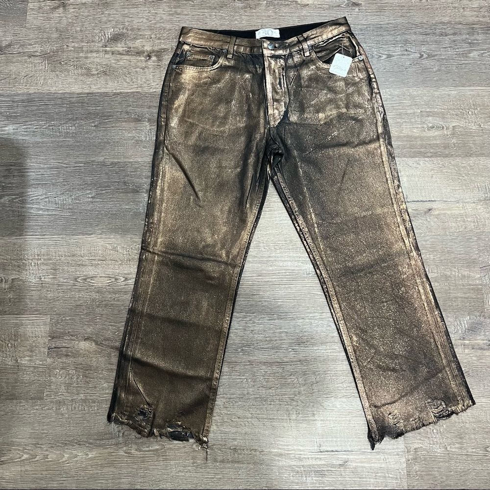 ** RARE FIND ** WE the Free Brown/Copper Waxy Cotton Jeans Size 30